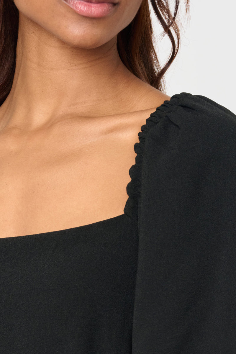 Balloon Sleeved Square Neck Crepe Dress from Gibsonlook