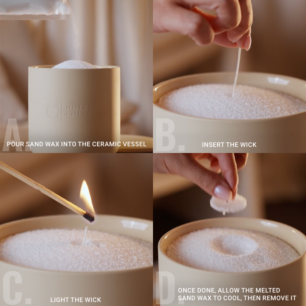 Petite Ceramic Sand Wax Set from Hotel Collection