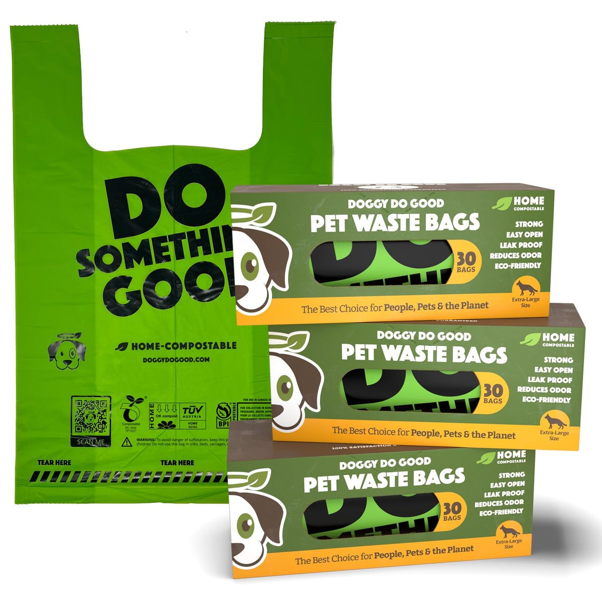 Single Roll - 90 XL Bags w/ Handles from Doggy Do Good®