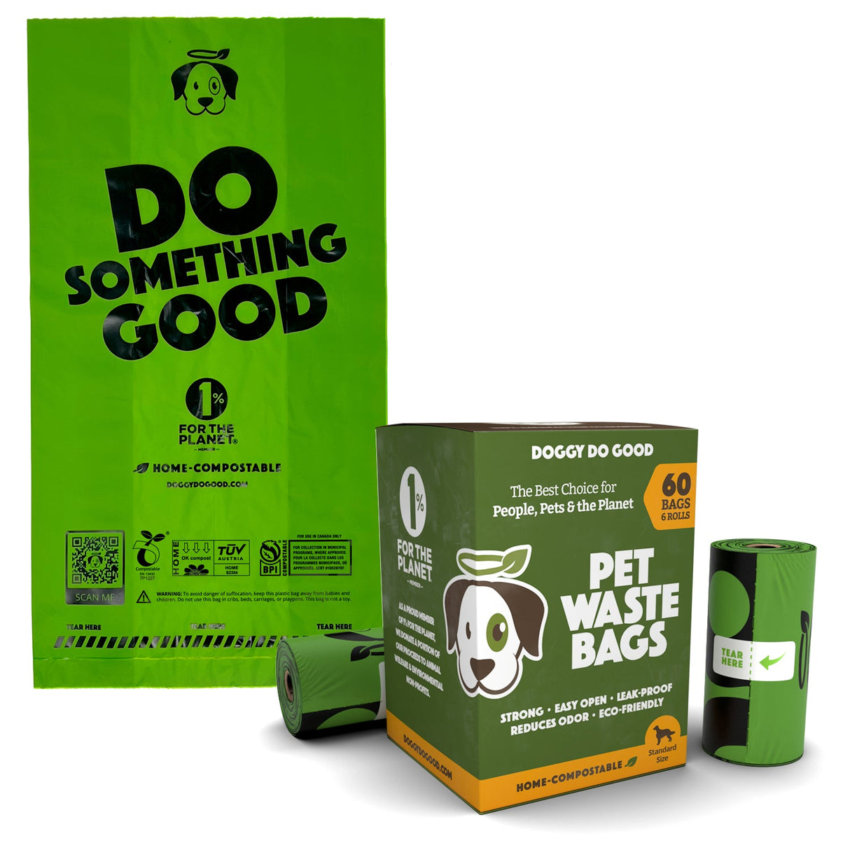 Compostable Pet Waste Bags - 60 Bags from Doggy Do Good®