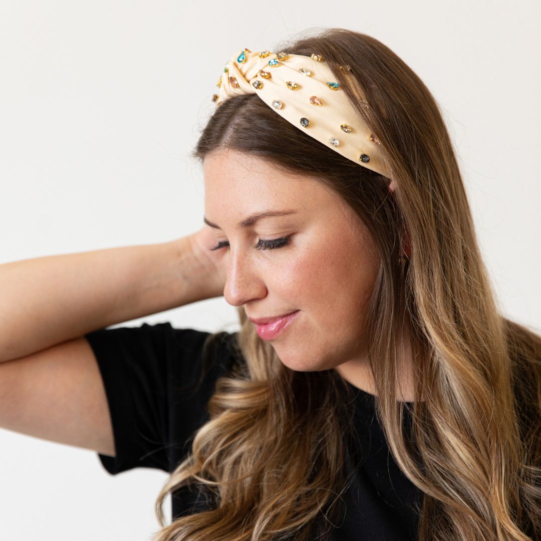 Traditional Knot Headband - Cream Gem From Headbands of Hope