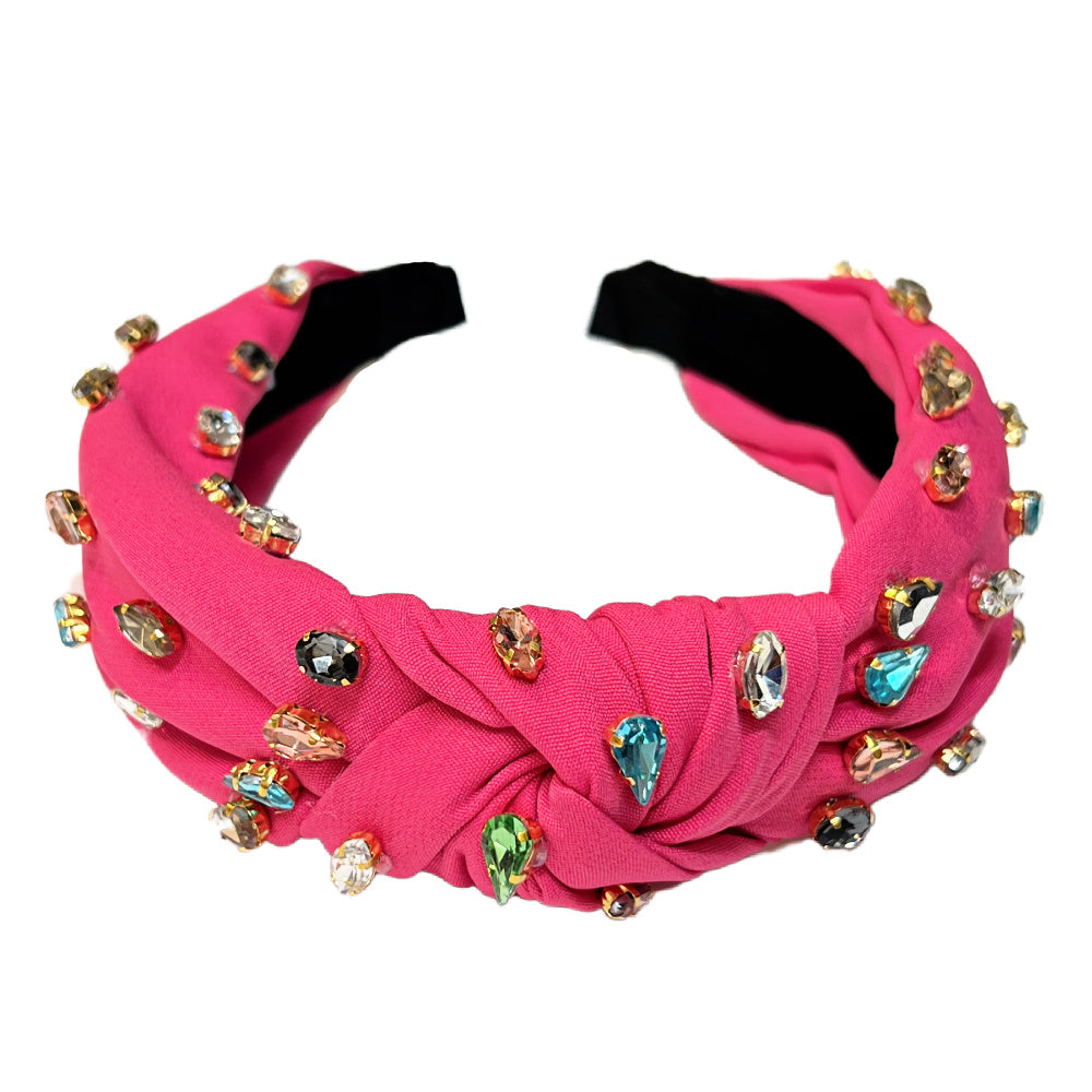 Traditional Knot Headband - Hot Pink Gem From Headbands of Hope