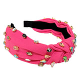 Traditional Knot Headband - Hot Pink Gem From Headbands of Hope