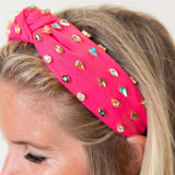 Traditional Knot Headband - Hot Pink Gem From Headbands of Hope