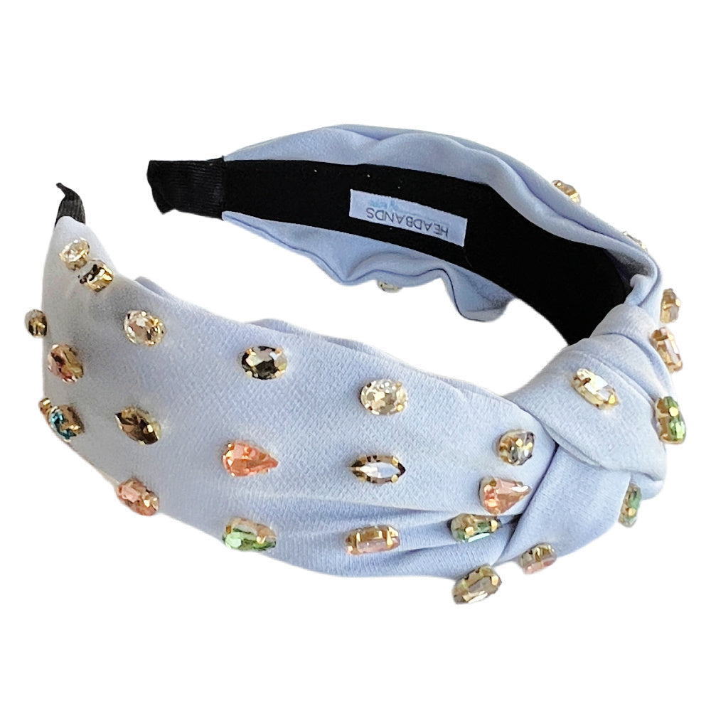 Traditional Knot Headband - Light Blue Gem From Headbands of Hope