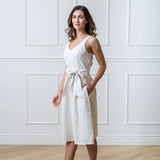 A-Line Organic Dress with Sash Taupe from Hope & Henry