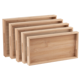 Bamboo Serving Tray Set With Handles - Wood Serving Trays for Meat, Vegetables, Cheese and Charcuterie Boards - 5 Pack