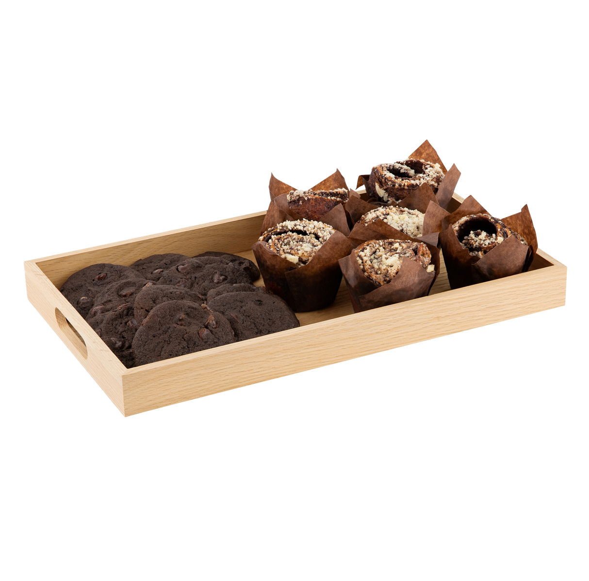 Oak Wood Nested Serving Trays  Five Piece Set of Rectangular Quality Wooden Trays with Cut Out Handles from Hammont