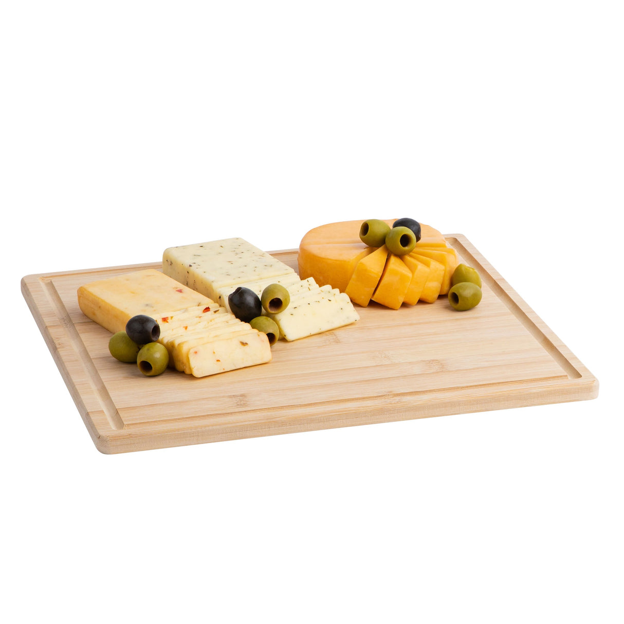 Bamboo Cutting Board Tray 12x12x0.5  3 Pack Eco Friendly  Wooden Serving Trays from Hammont