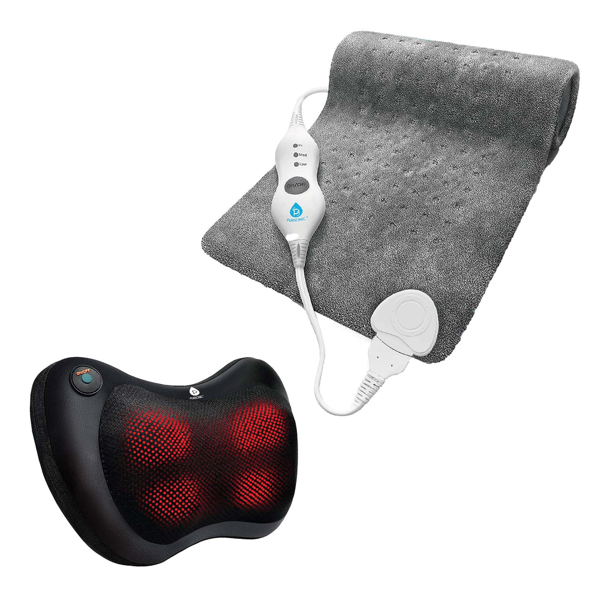 Pursonic Shiatsu Massager & Heating Pad Therapy Set from Pursonic