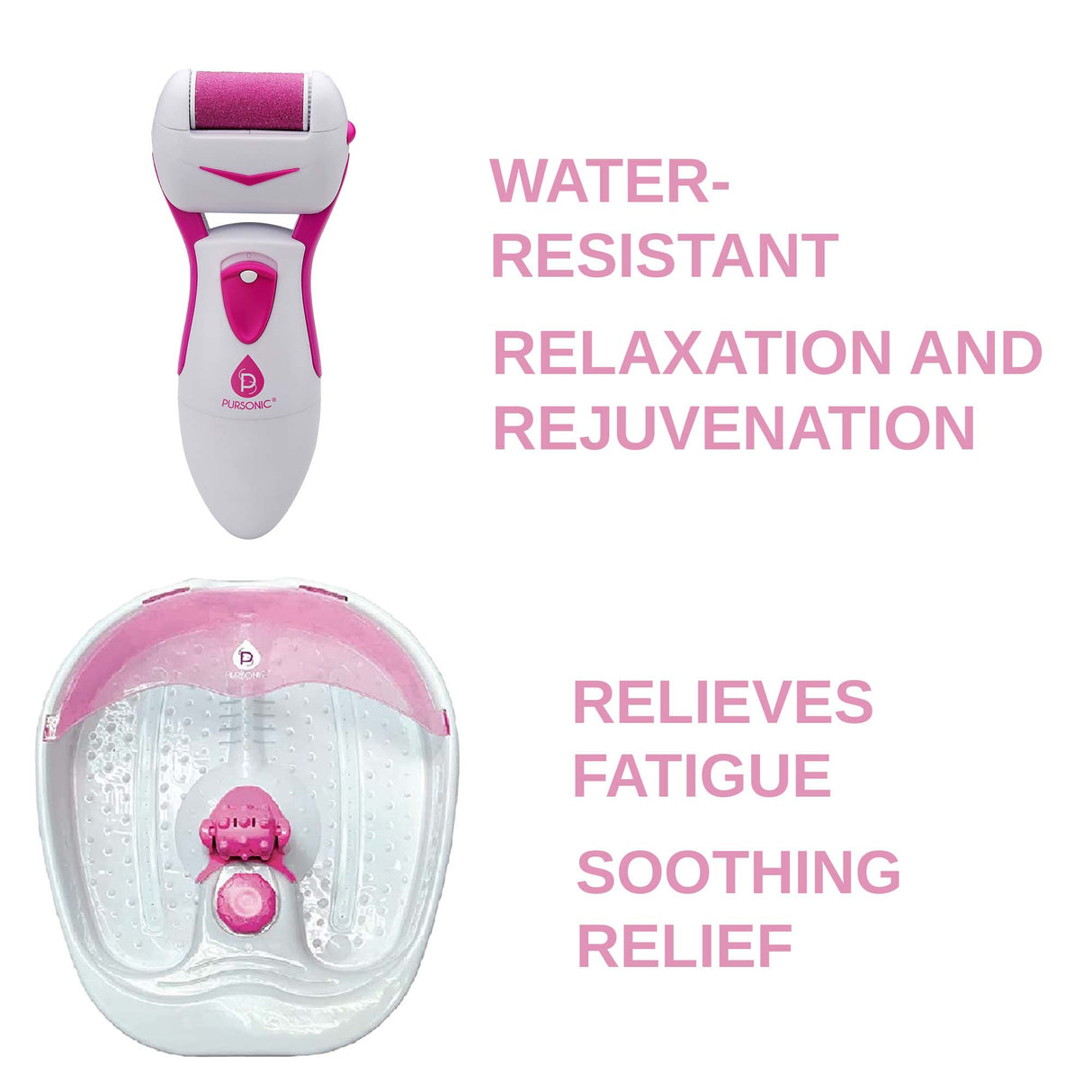 Ultimate Foot Care Bundle: Foot Spa Massager with Tea Tree Oil Foot Salt Scrub (Warming Function), Battery Operated Callus Remover, Foot Spa, and Foot Smoother from Pursonic