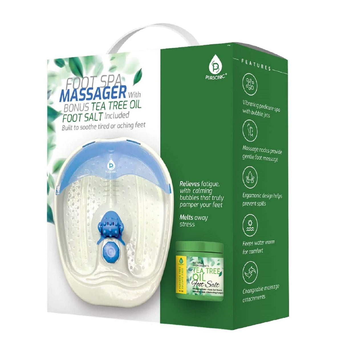 Foot Spa Massager with Tea Tree Oil Foot Salt Scrub (Warming Function) from Pursonic