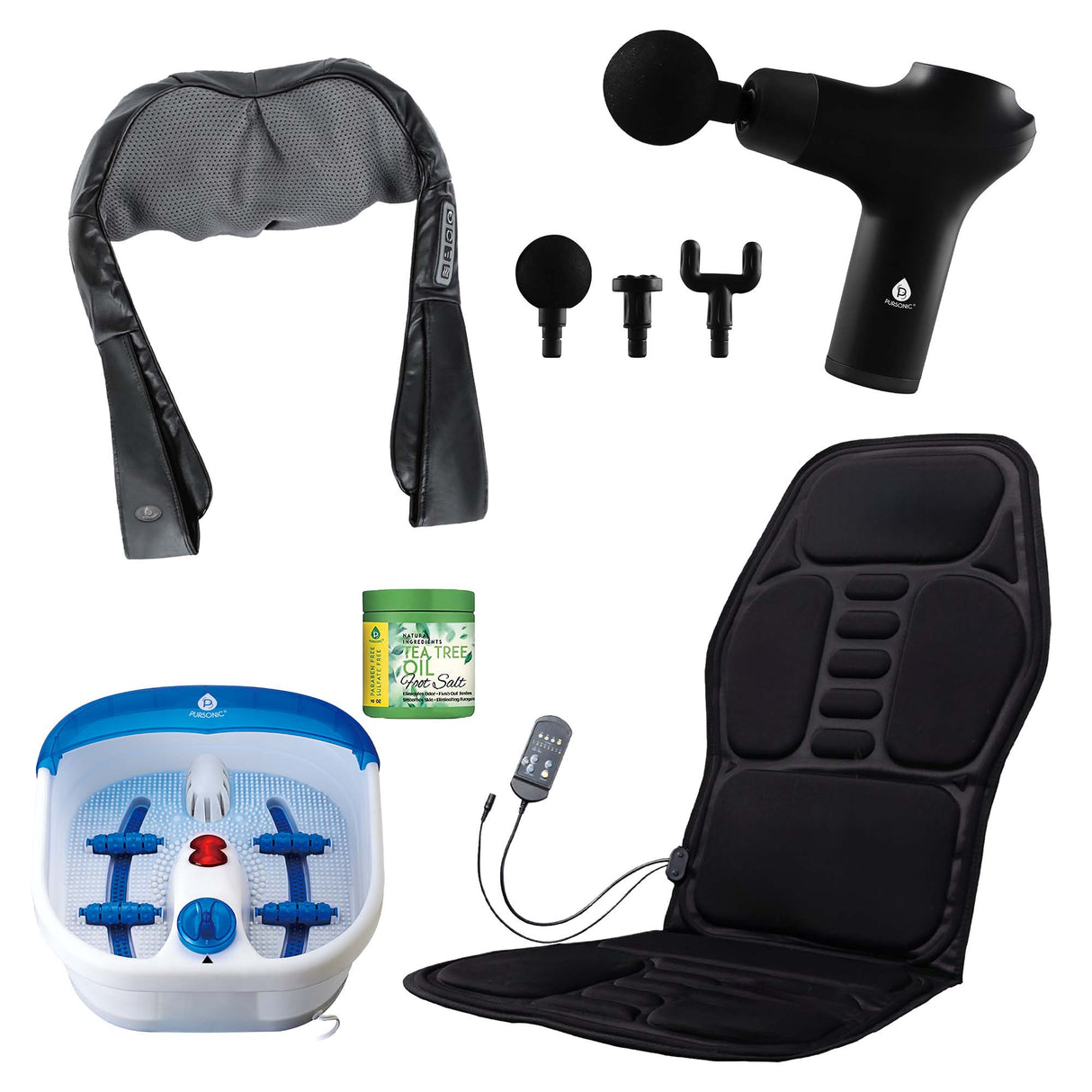 Pursonic Total Relaxation Bundle – Foot Spa, Massage Gun, and More from Pursonic
