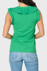 Ruffles For Days Mixed Media Henley Knit Top From Gibsonlook
