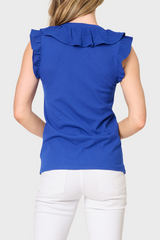 Ruffles For Days Mixed Media Henley Knit Top From Gibsonlook