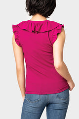 Ruffles For Days Mixed Media Henley Knit Top From Gibsonlook