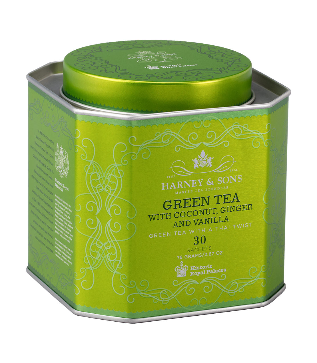 Green Tea with Coconut, Ginger and Vanilla, HRP Tin of 30 Sachets from Harney & Sons Fine Teas