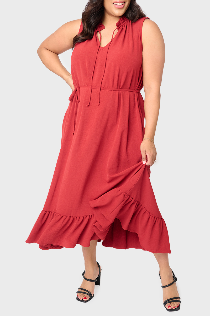 Sienna Sleeveless Tie Neck Midi Dress from Gibsonlook