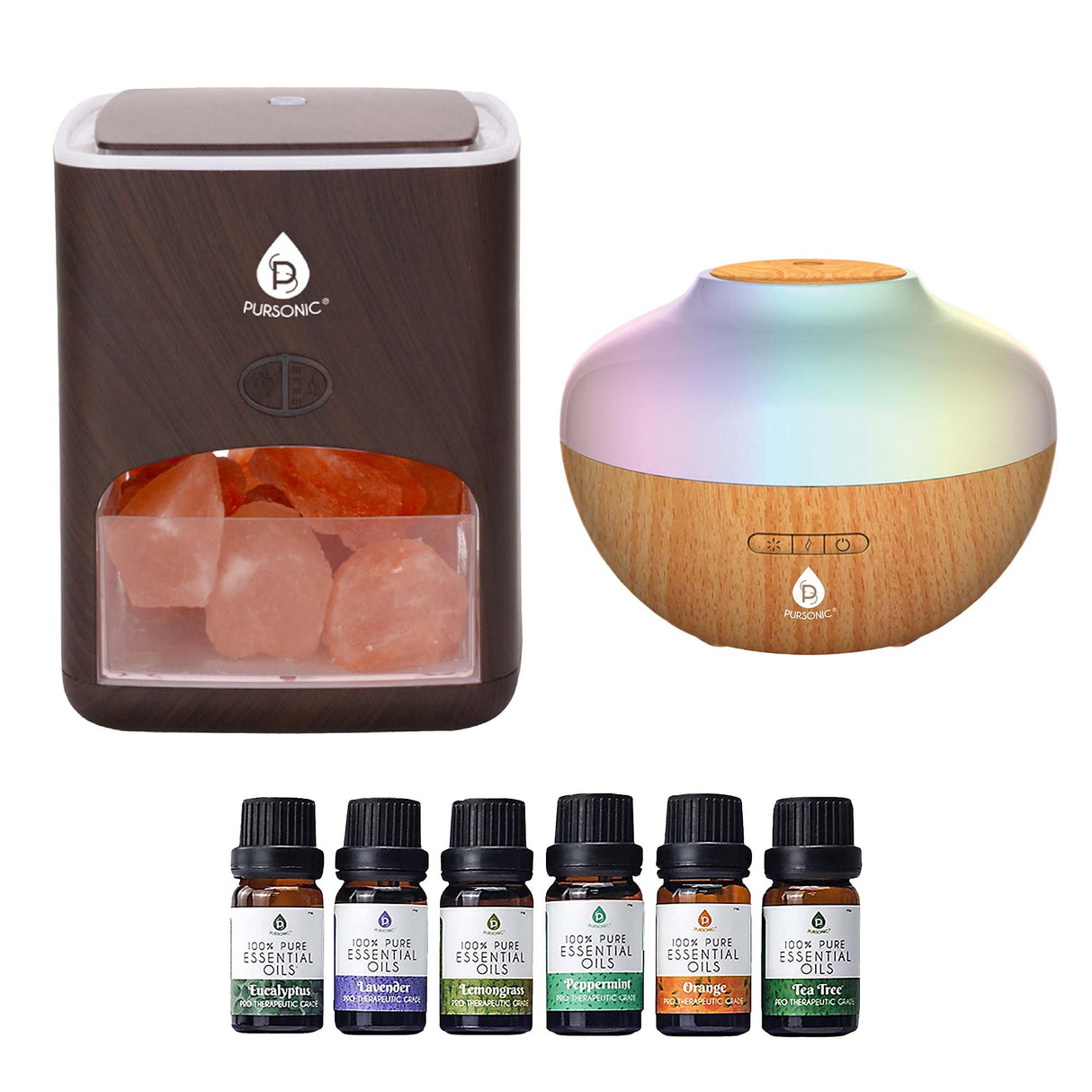 Pursonic Himalayan Salt Lamp & Aromatherapy Diffuser Wellness Set from Pursonic
