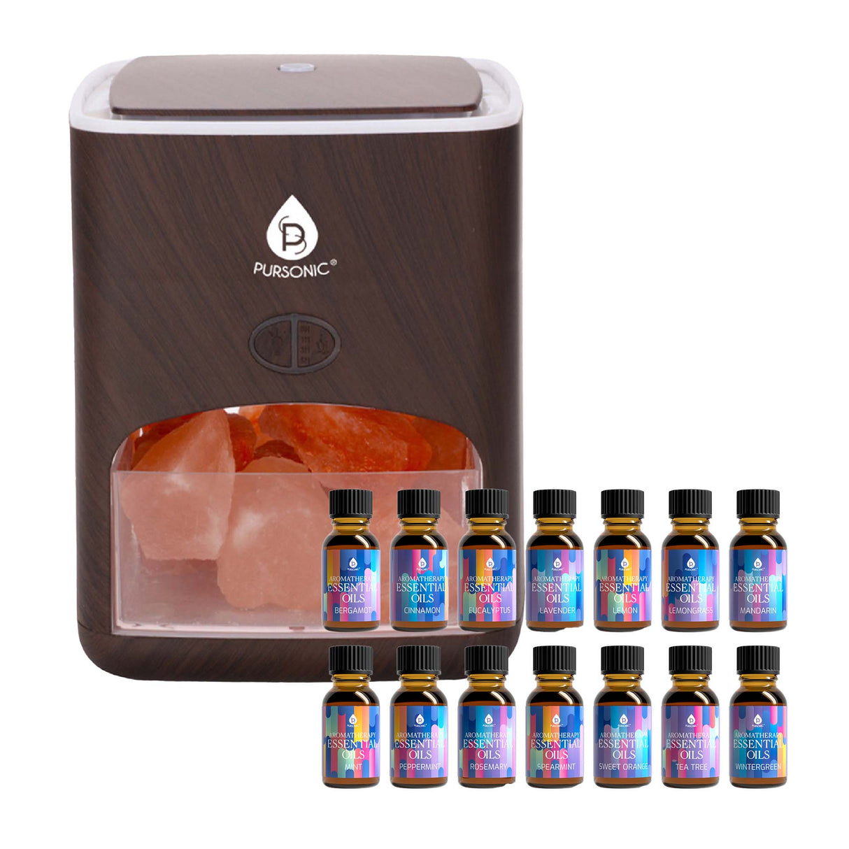Himalayan Salt Diffuser & 14 Pack Essential Oils Set from Pursonic