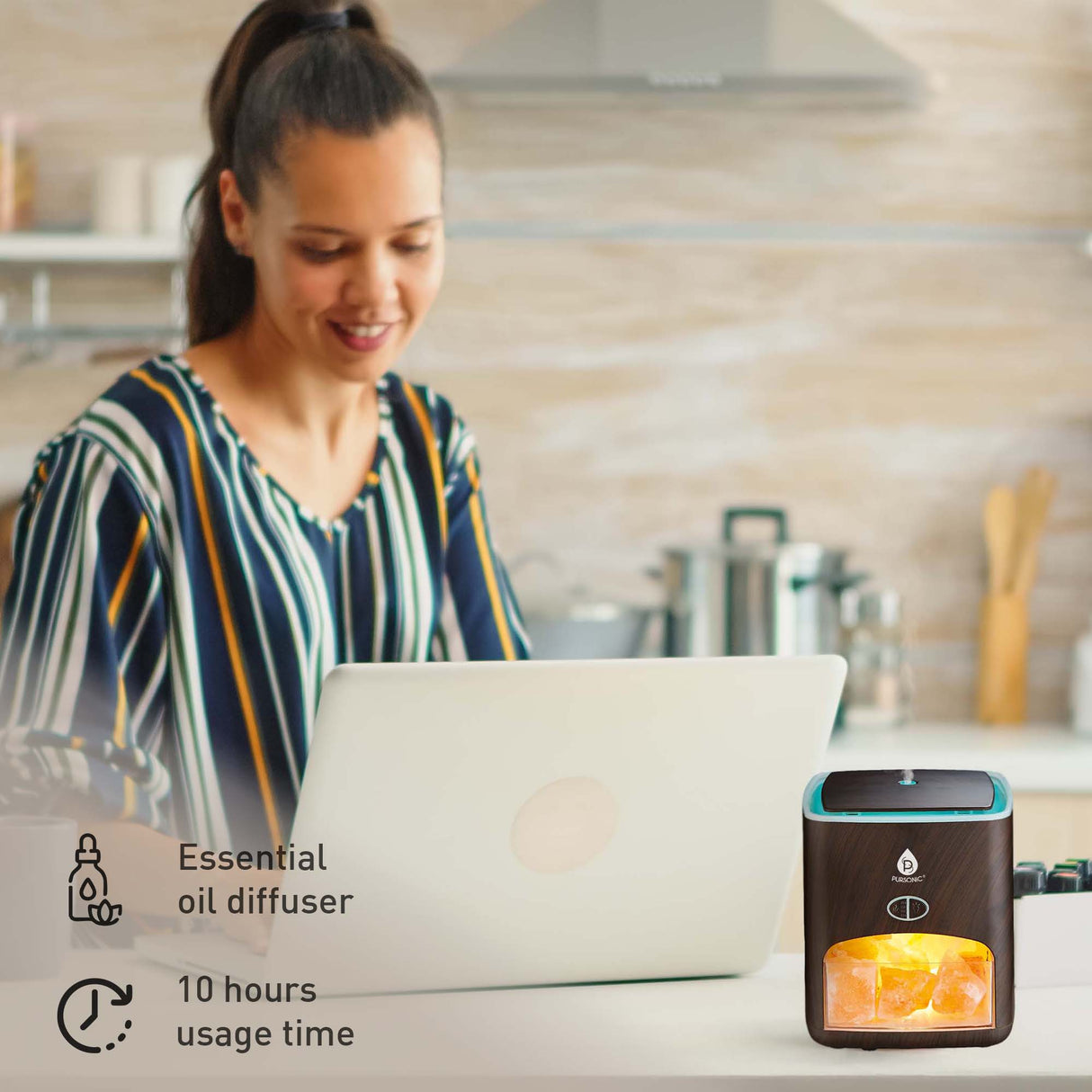Himalayan Salt Diffuser & 14 Pack Essential Oils Set from Pursonic