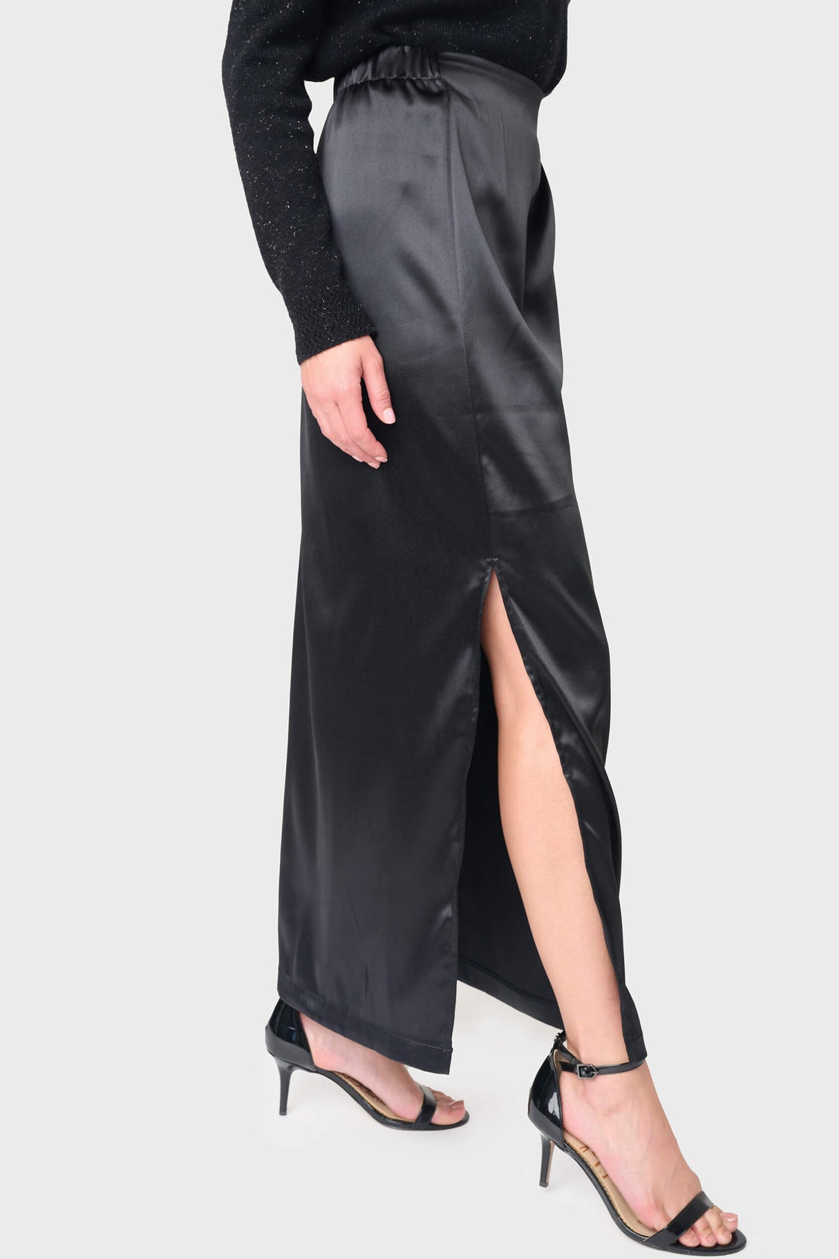 Satin Maxi Skirt With Pleat Details From Gibsonlook