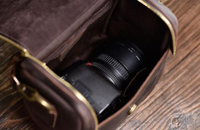 The Calista | Small Leather Camera Bag - Leather Camera Lens Case from STEEL HORSE LEATHER