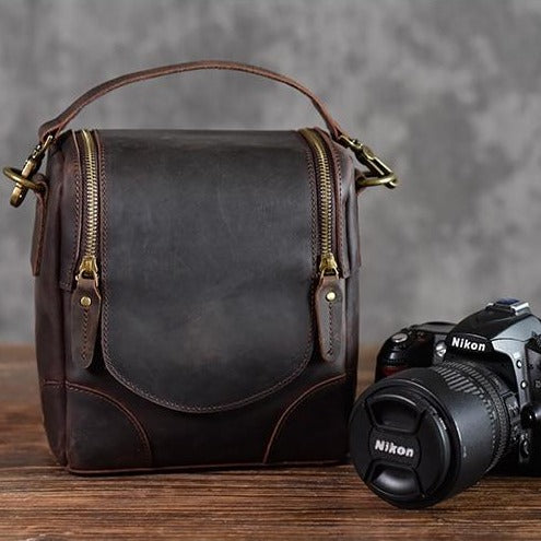 The Calista | Small Leather Camera Bag - Leather Camera Lens Case from STEEL HORSE LEATHER