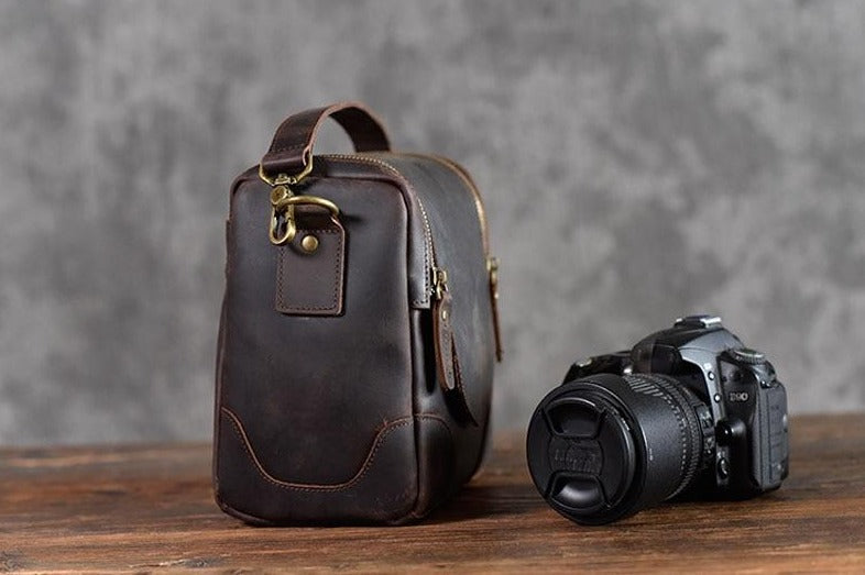 The Calista | Small Leather Camera Bag - Leather Camera Lens Case from STEEL HORSE LEATHER