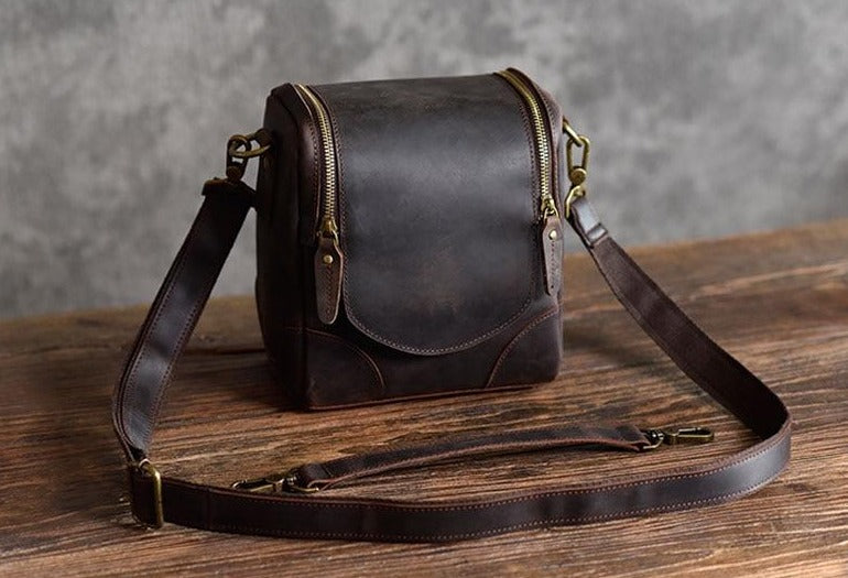 The Calista | Small Leather Camera Bag - Leather Camera Lens Case from STEEL HORSE LEATHER
