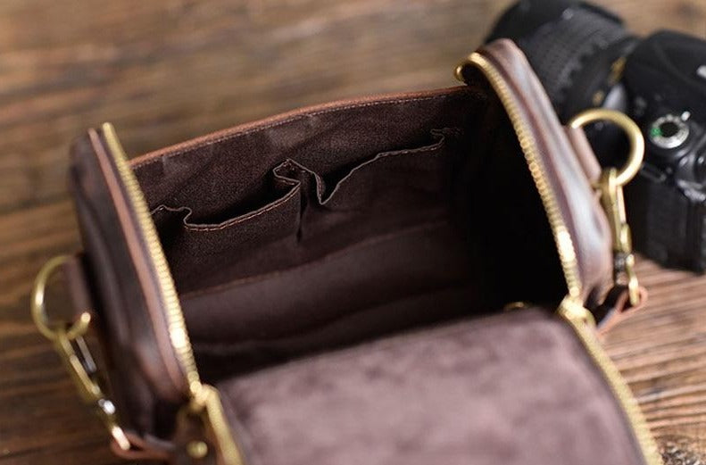 The Calista | Small Leather Camera Bag - Leather Camera Lens Case from STEEL HORSE LEATHER