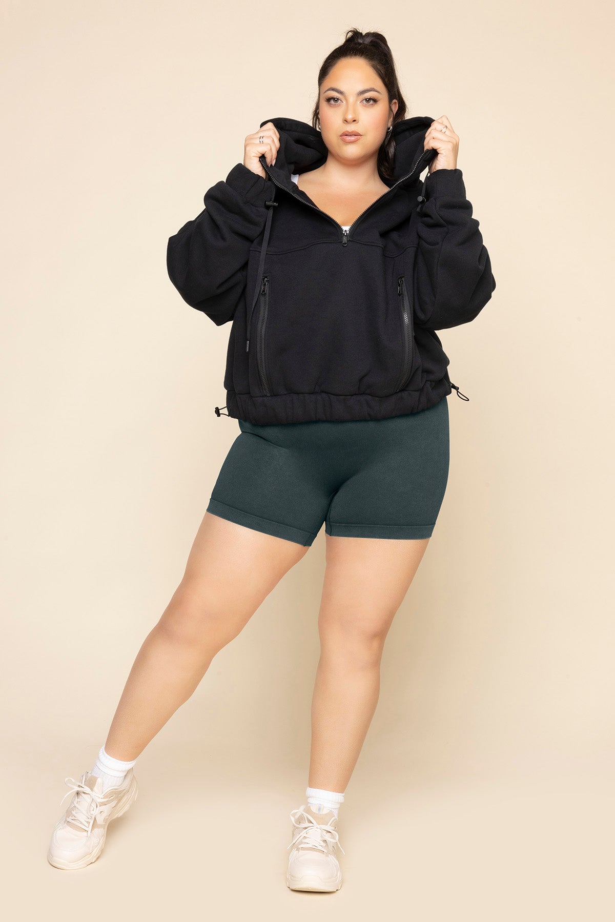 Half Zip Warm Up Hoodie - Black from POPFLEX