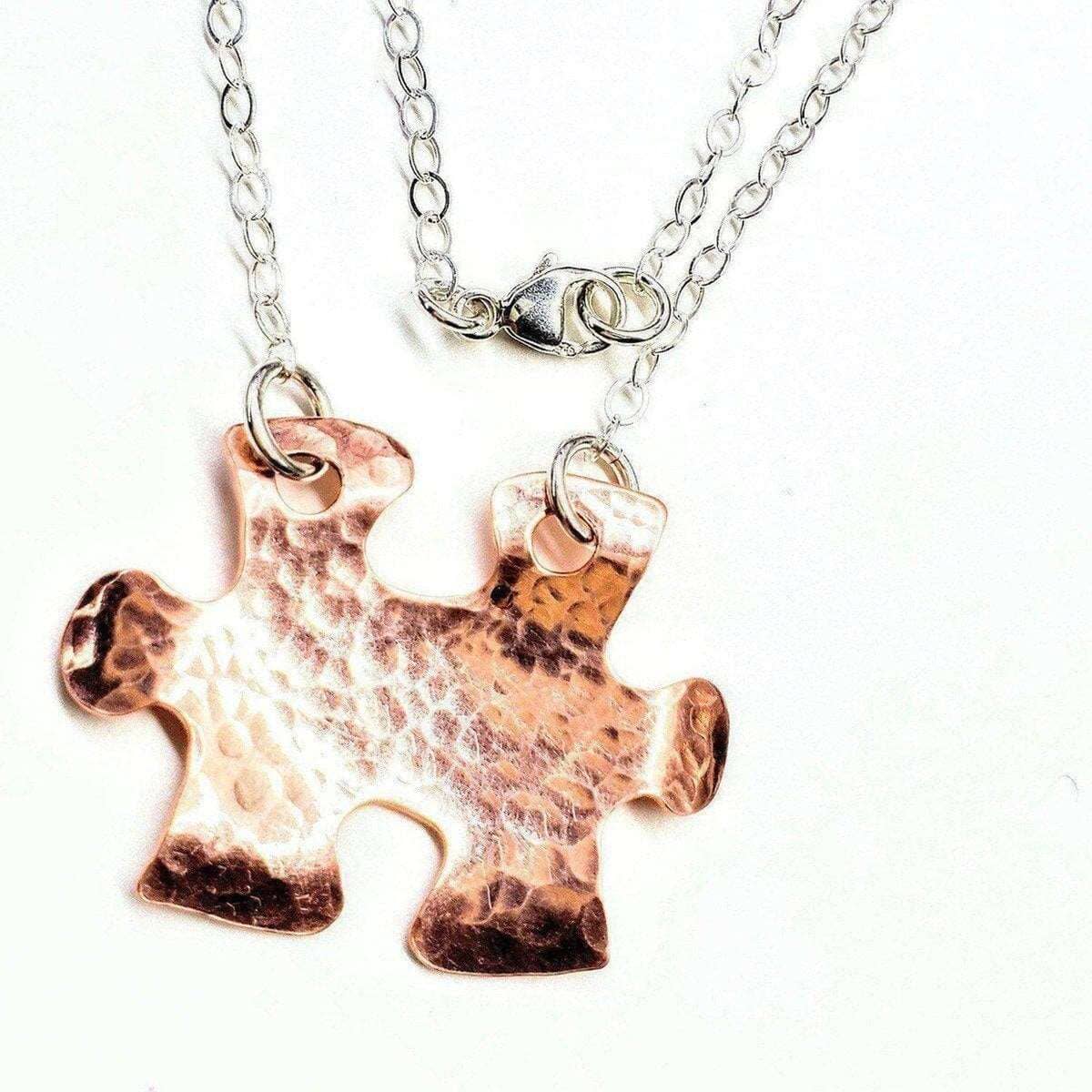 Handmade Hammered Copper Puzzle Piece Necklace from Alexa Martha Designs