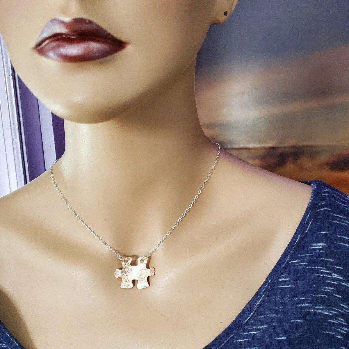 Handmade Hammered Copper Puzzle Piece Necklace from Alexa Martha Designs