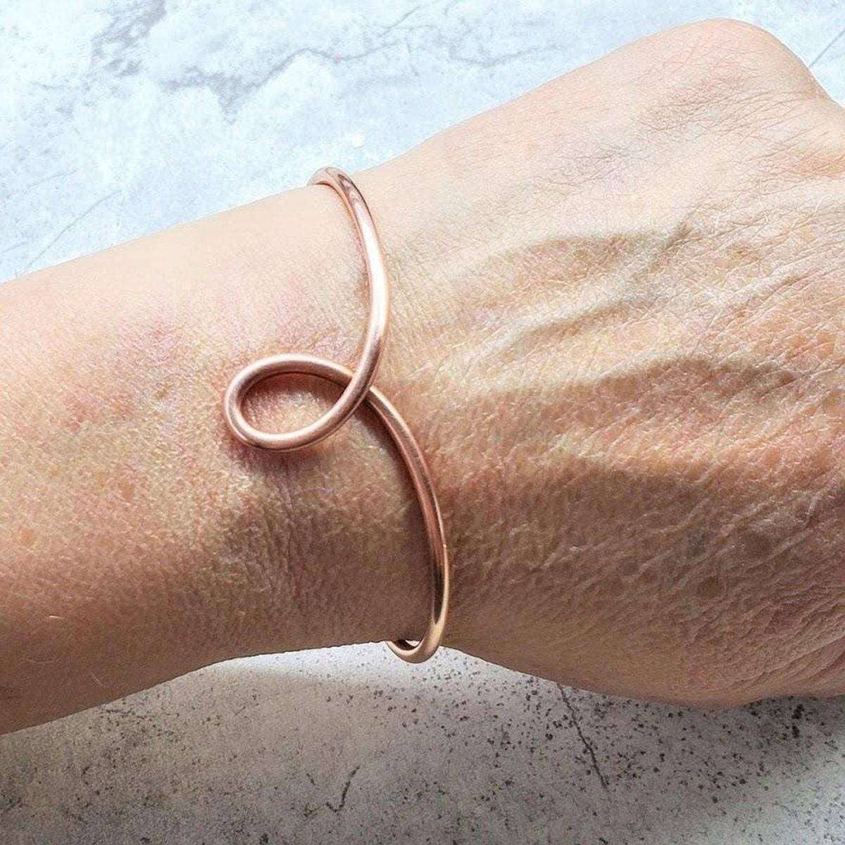 Handmade Sculpted Copper Teardrop Bangle from Alexa Martha Designs