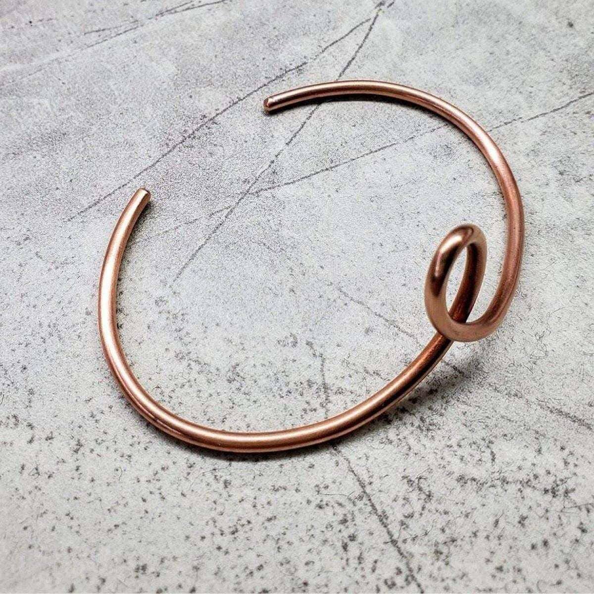 Handmade Sculpted Copper Teardrop Bangle from Alexa Martha Designs