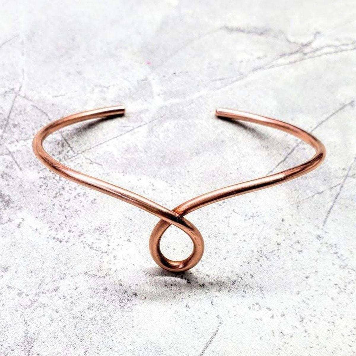 Handmade Sculpted Copper Teardrop Bangle from Alexa Martha Designs