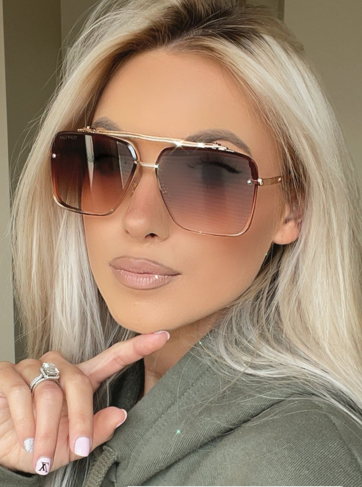 Bella Coffee - Tangle Free Aviator Sunglasses from Topfoxx
