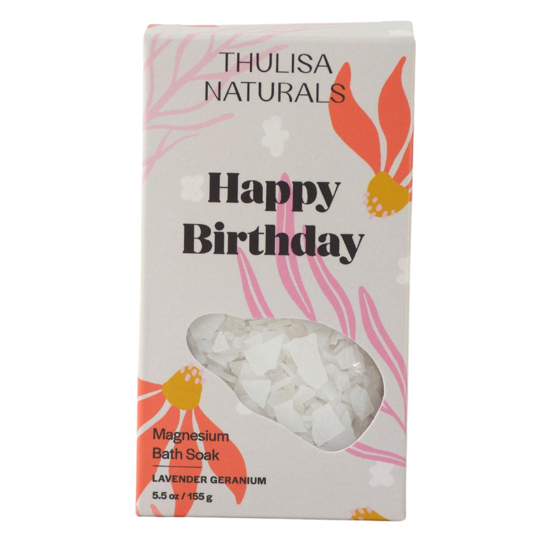 Happy Birthday Lavender Geranium Magnesium Bath Soak from Thulisa Naturals