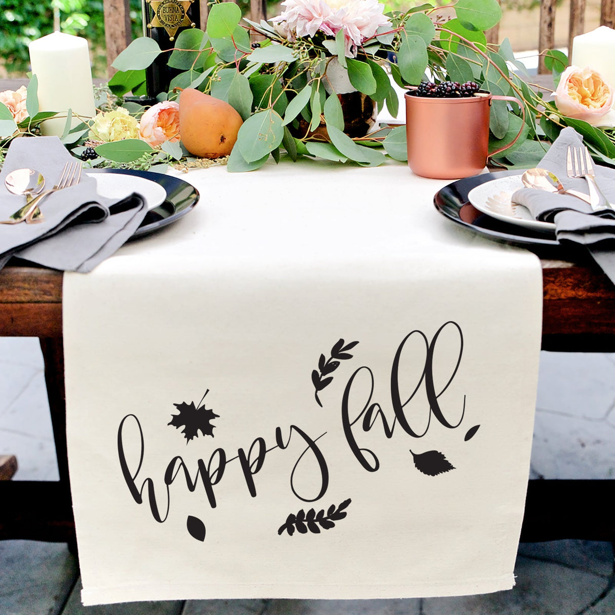 Happy Fall Canvas Table Runner from The Cotton & Canvas Co.