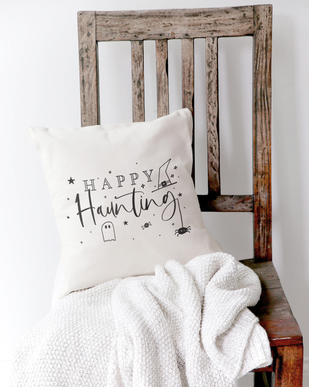 Happy Haunting Cotton Canvas Halloween Pillow Cover from The Cotton & Canvas Co.