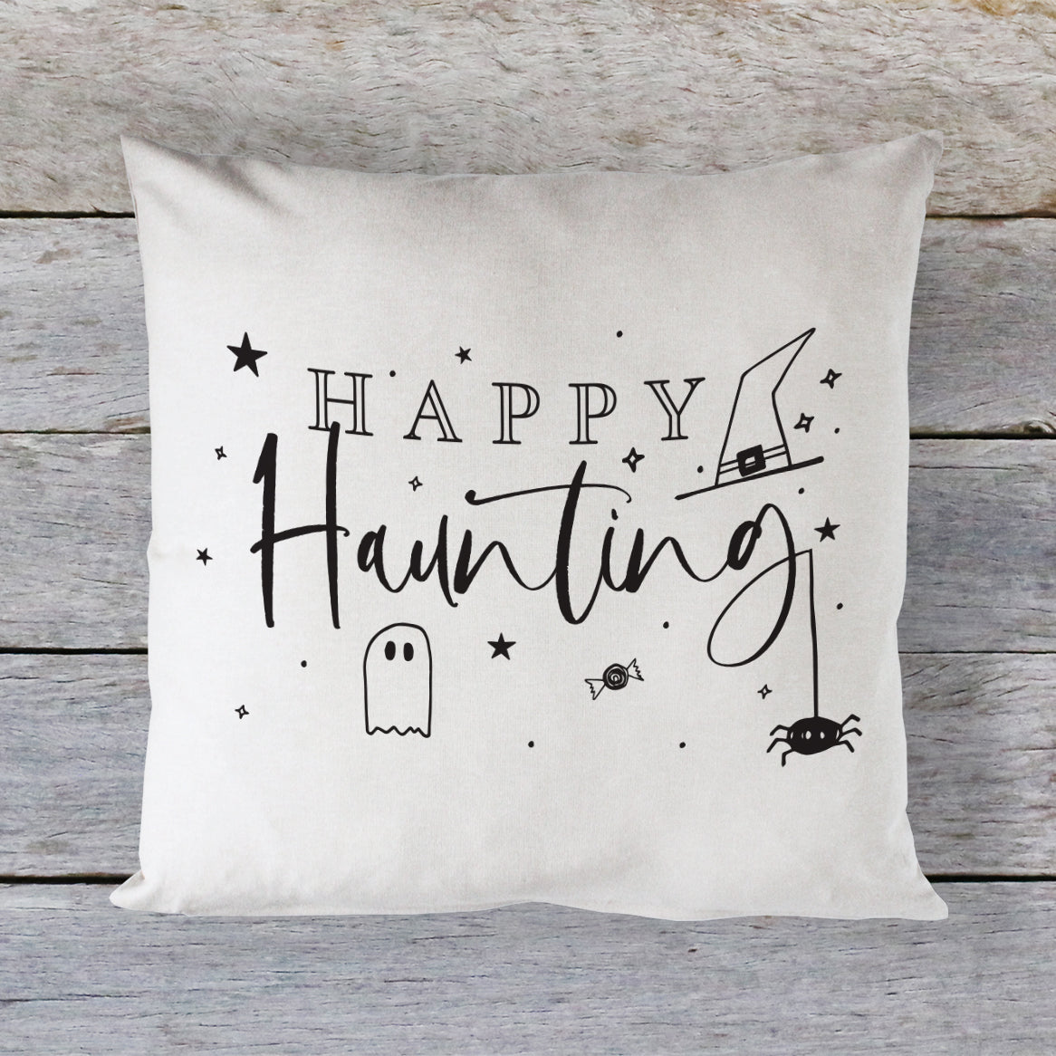Happy Haunting Cotton Canvas Halloween Pillow Cover from The Cotton & Canvas Co.
