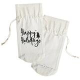Happy Holiday Christmas Canvas Wine Bag from The Cotton & Canvas Co.