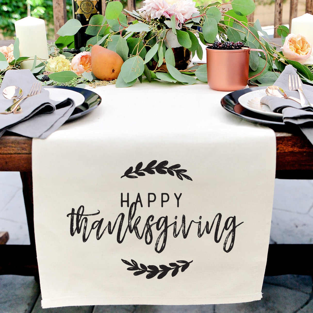 Happy Thanksgiving Canvas Table Runner from The Cotton & Canvas Co.