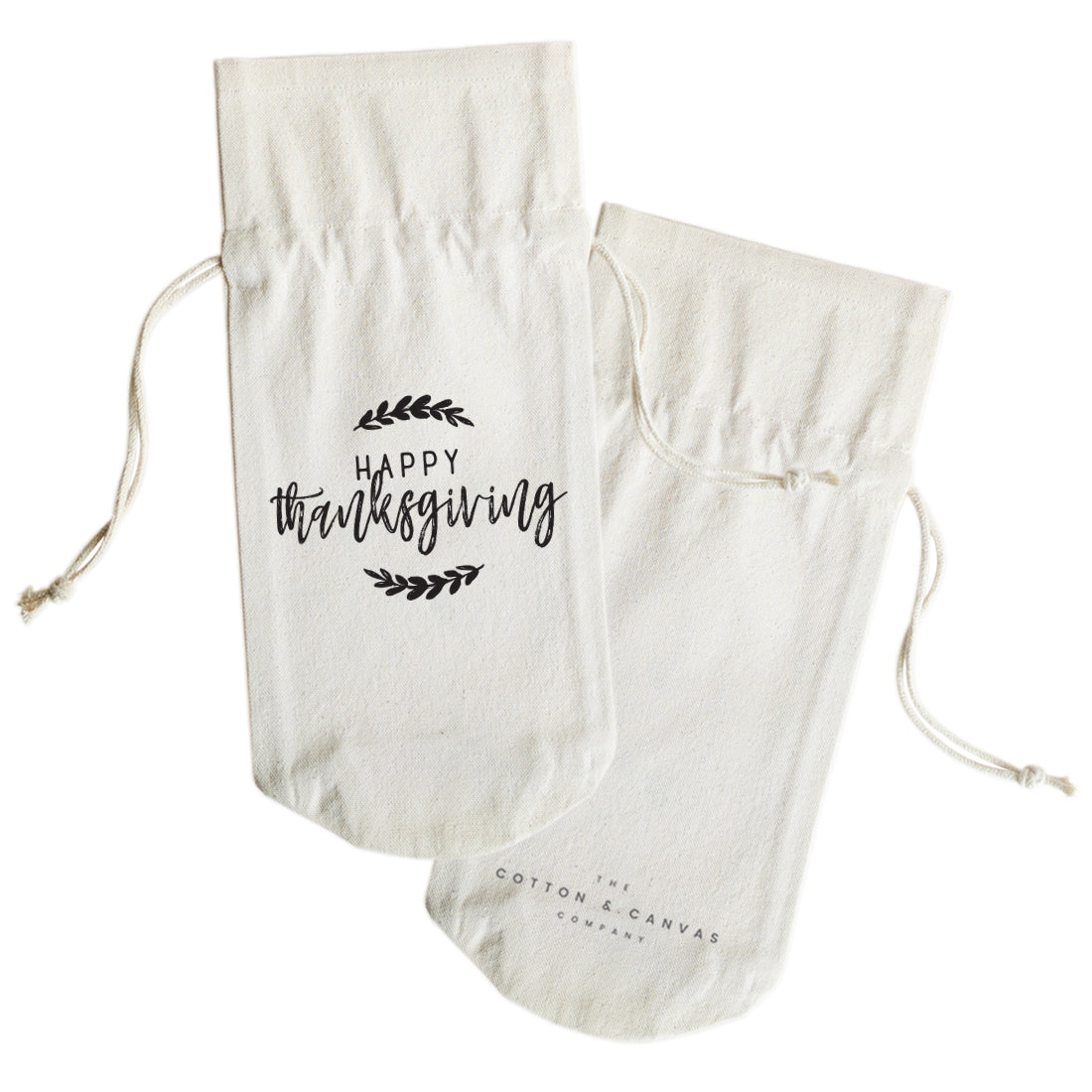 Happy Thanksgiving Canvas Wine Bag from The Cotton & Canvas Co.