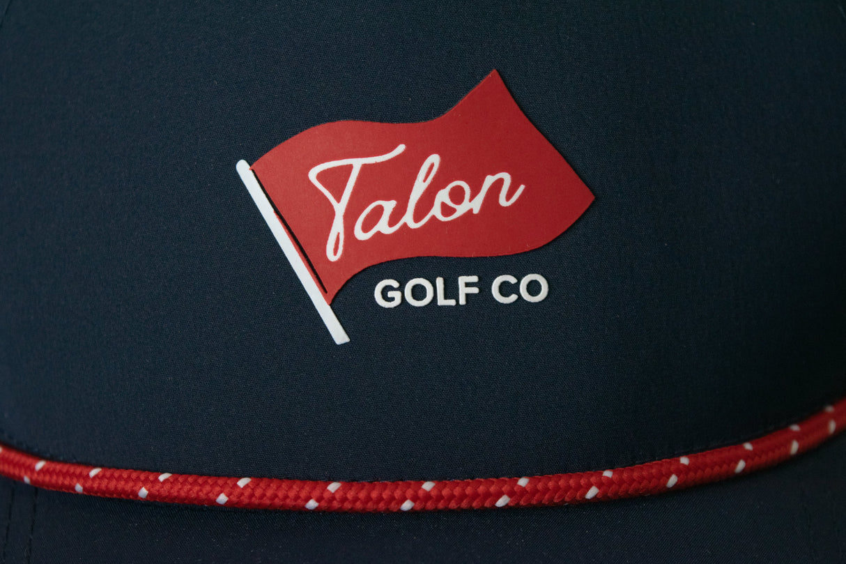 Blue Baseball Hat w/ Red Rope - Flag Logo from Talon Golf LLC