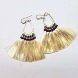 Colored Hawaii Hula Skirt Rayon Silk Fan Tassel Hoop Earrings from Alexa Martha Designs