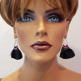 Colored Hawaii Hula Skirt Rayon Silk Fan Tassel Hoop Earrings from Alexa Martha Designs