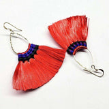 Colored Hawaii Hula Skirt Rayon Silk Fan Tassel Hoop Earrings from Alexa Martha Designs