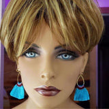 Colored Hawaii Hula Skirt Rayon Silk Fan Tassel Hoop Earrings from Alexa Martha Designs
